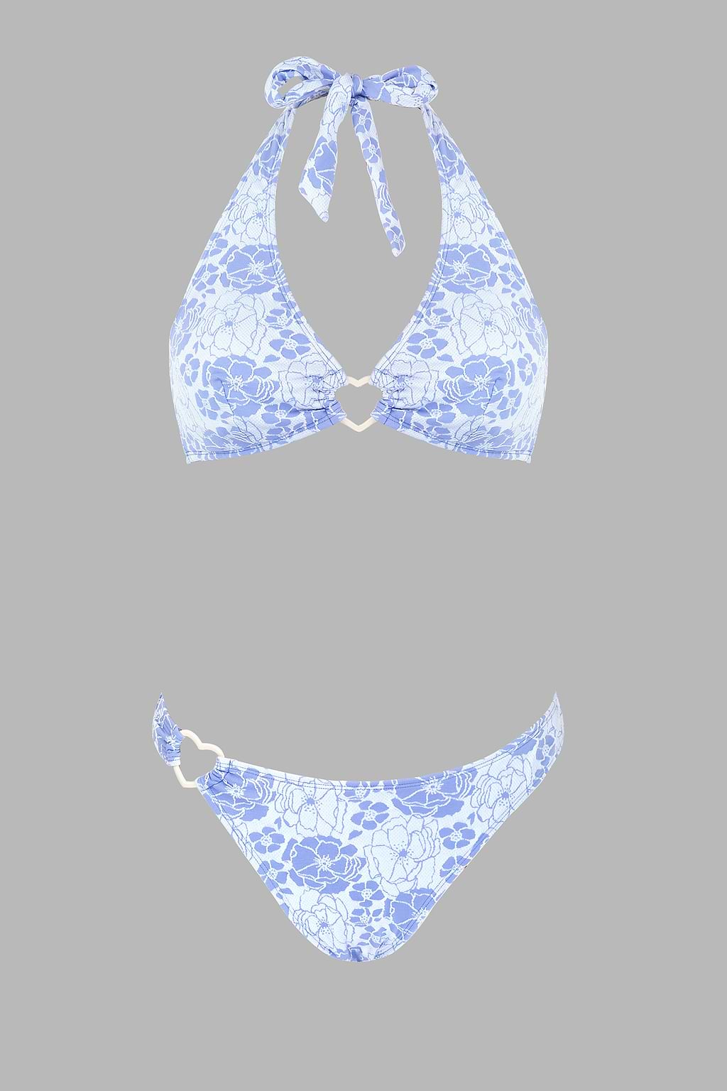 Dreamlike Jacquard Heart-Ring Halter & Cheeky Hipster Bikini Set