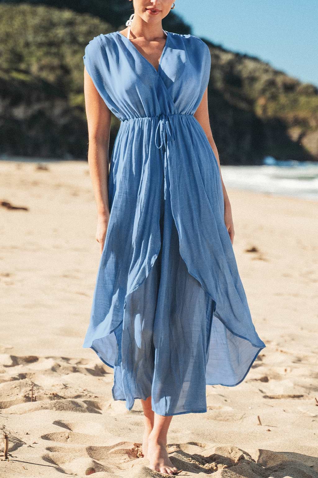 Dreamy Drawstring Ruffled Cover-Up Dress