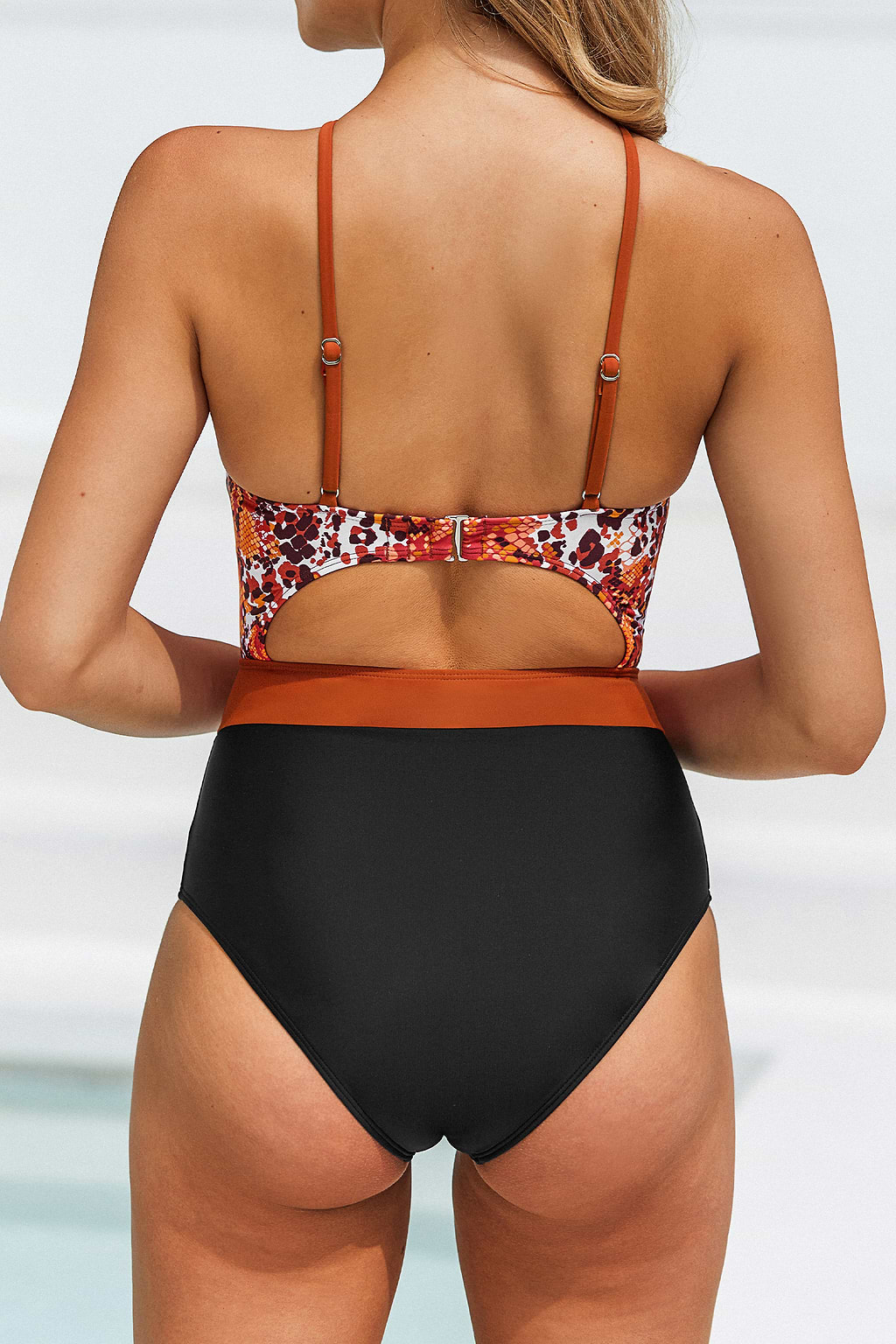 Hot Animal Print Cutout Crisscross Halter One Piece Swimsuit