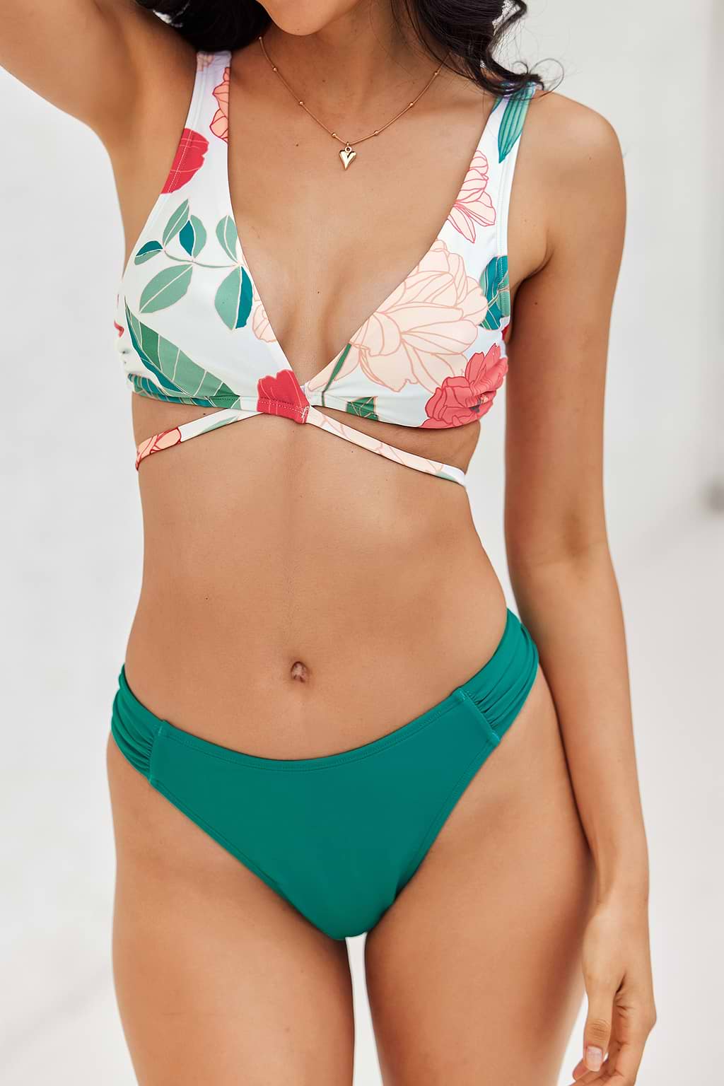 June Bloom Back Tie Top & Mid Rise Hipster Bikini Set