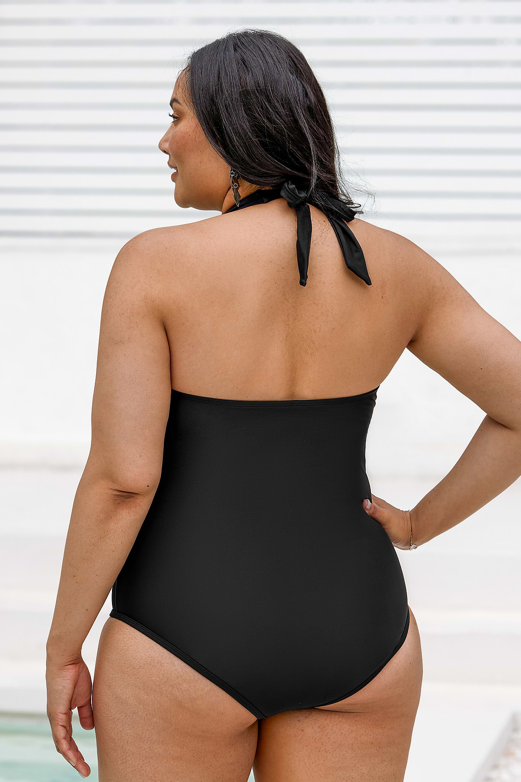 Emerge Strappy Shirred Mesh Plus Size One Piece Swimsuit