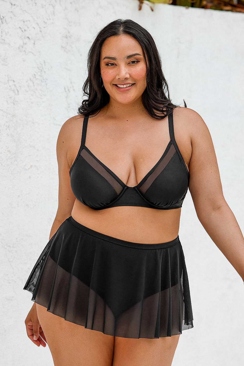 Emerge Mesh Underwire Top & High Waist Mesh Plus Size Bikini Set