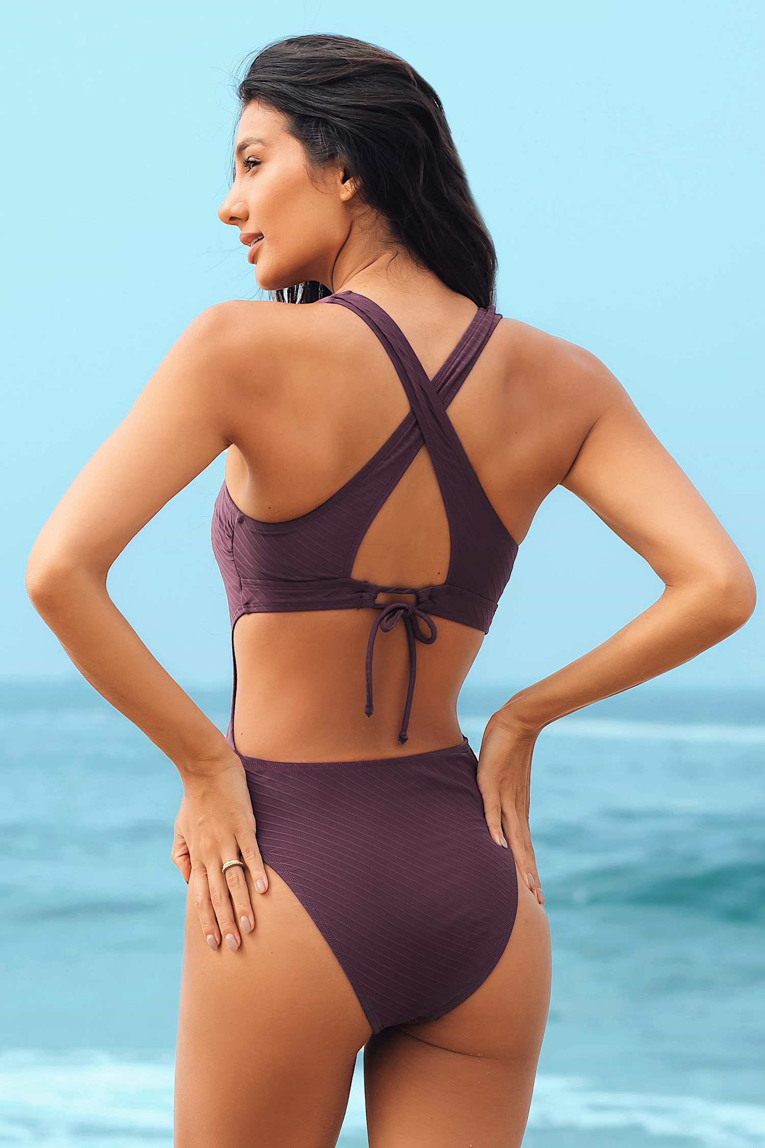【関税送料込】CUPSHE Italian Voyage Cutout ワンピース水着 Italian Voyage Cutout Tie Back Cheeky One Piece Swimsuit