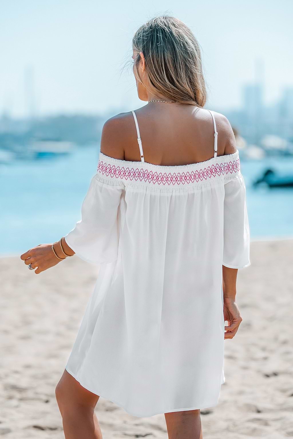 Stitching Off-the-Shoulder Cover-Up Dress