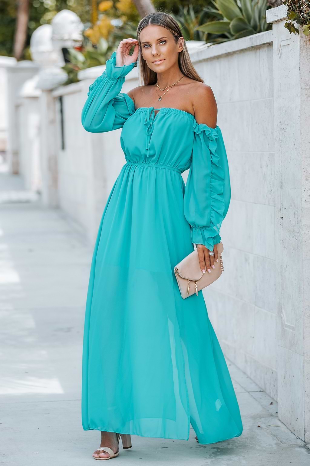 Leanna Ruching Off-Shoulder A-Shape Dress