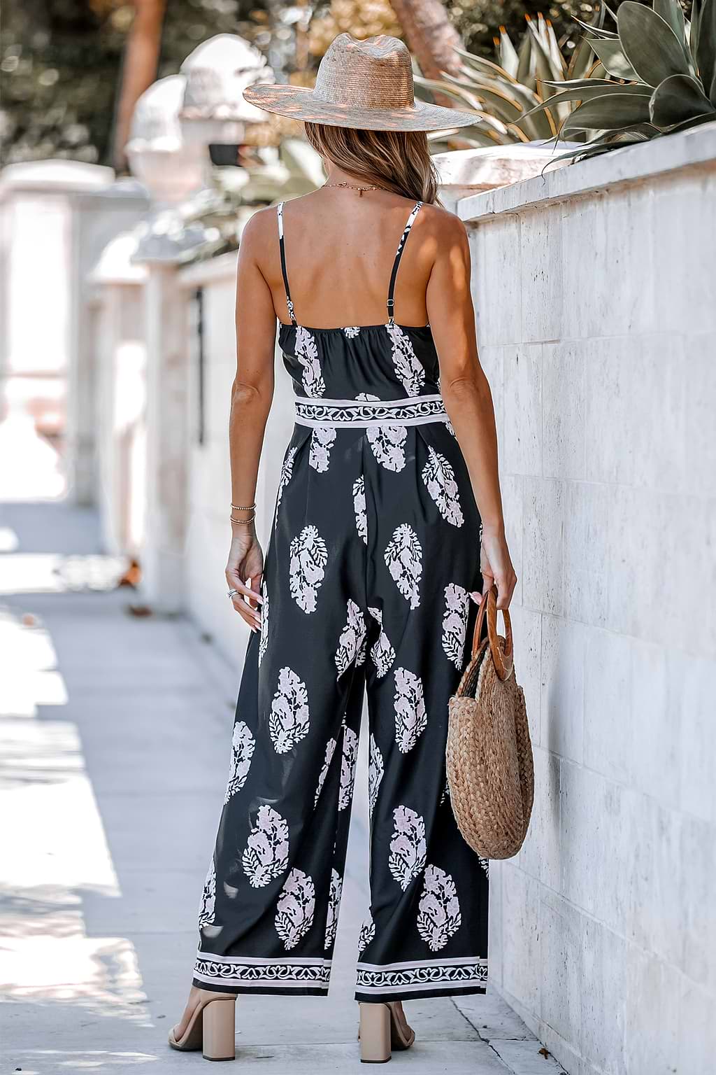 Ornate Floral Print Cami Jumpsuit