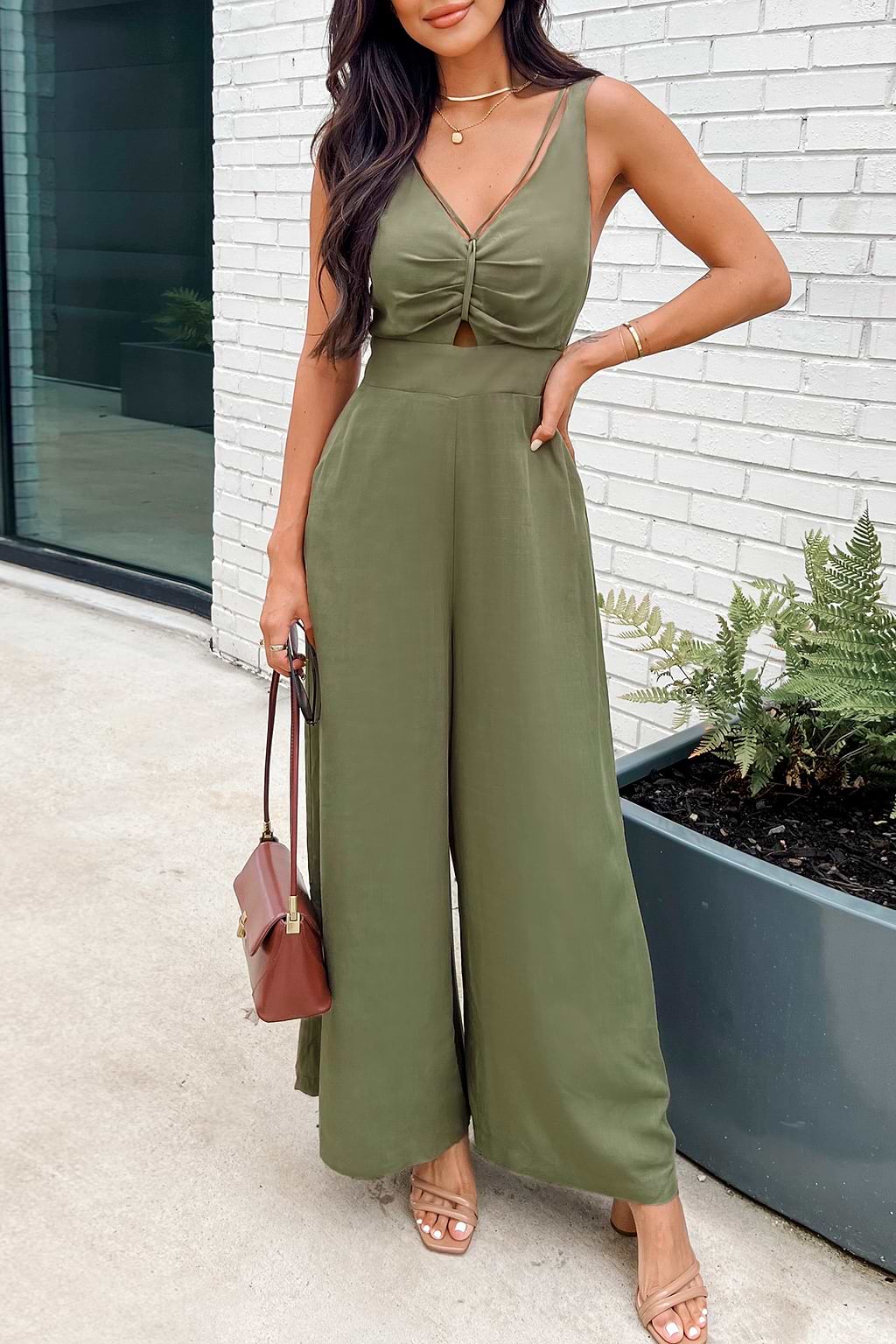 Strappy Cutout Wide Leg Jumpsuit