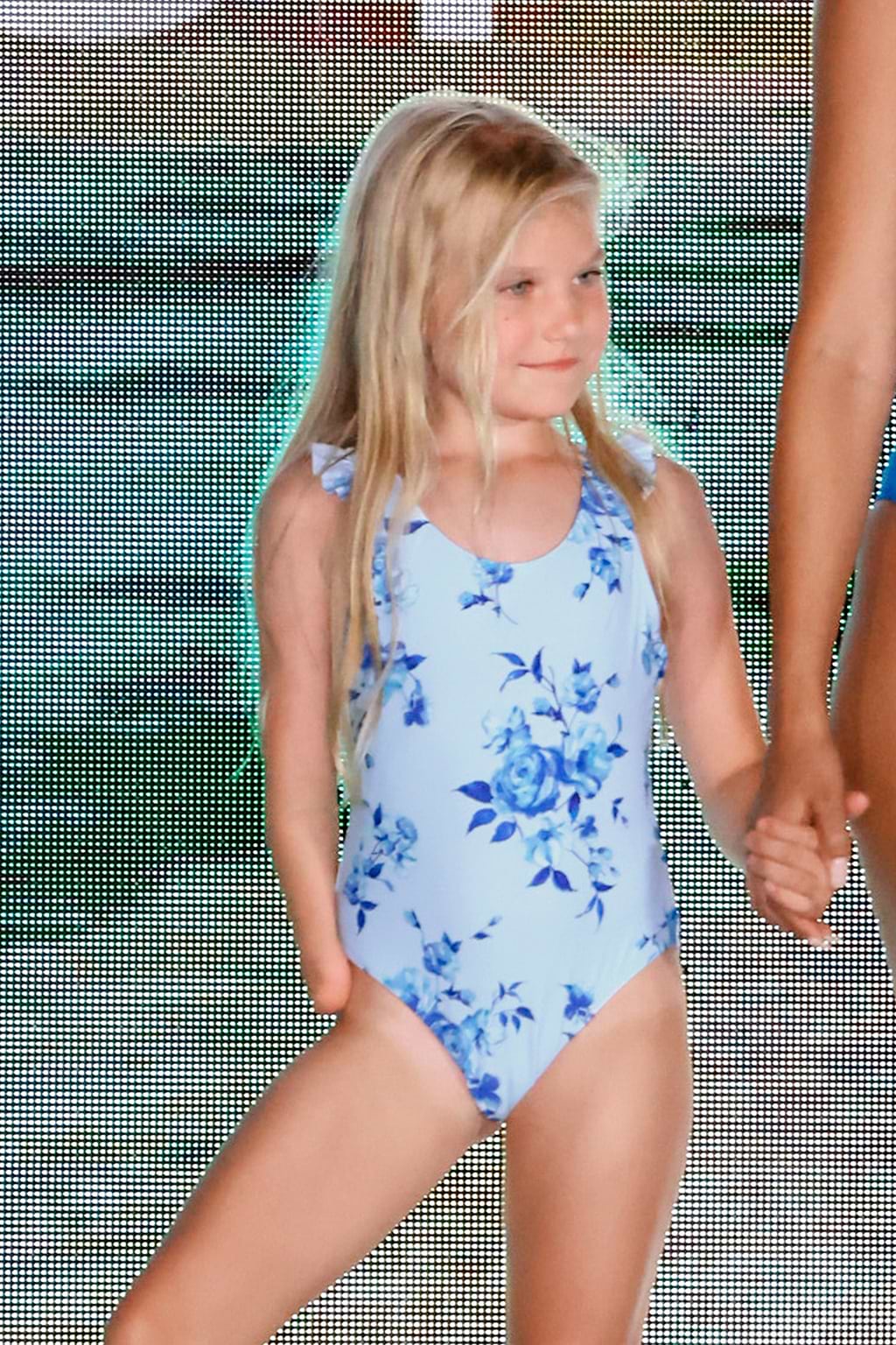 Girls Midnight Rose Ruffled Bow One Piece Swimsuit