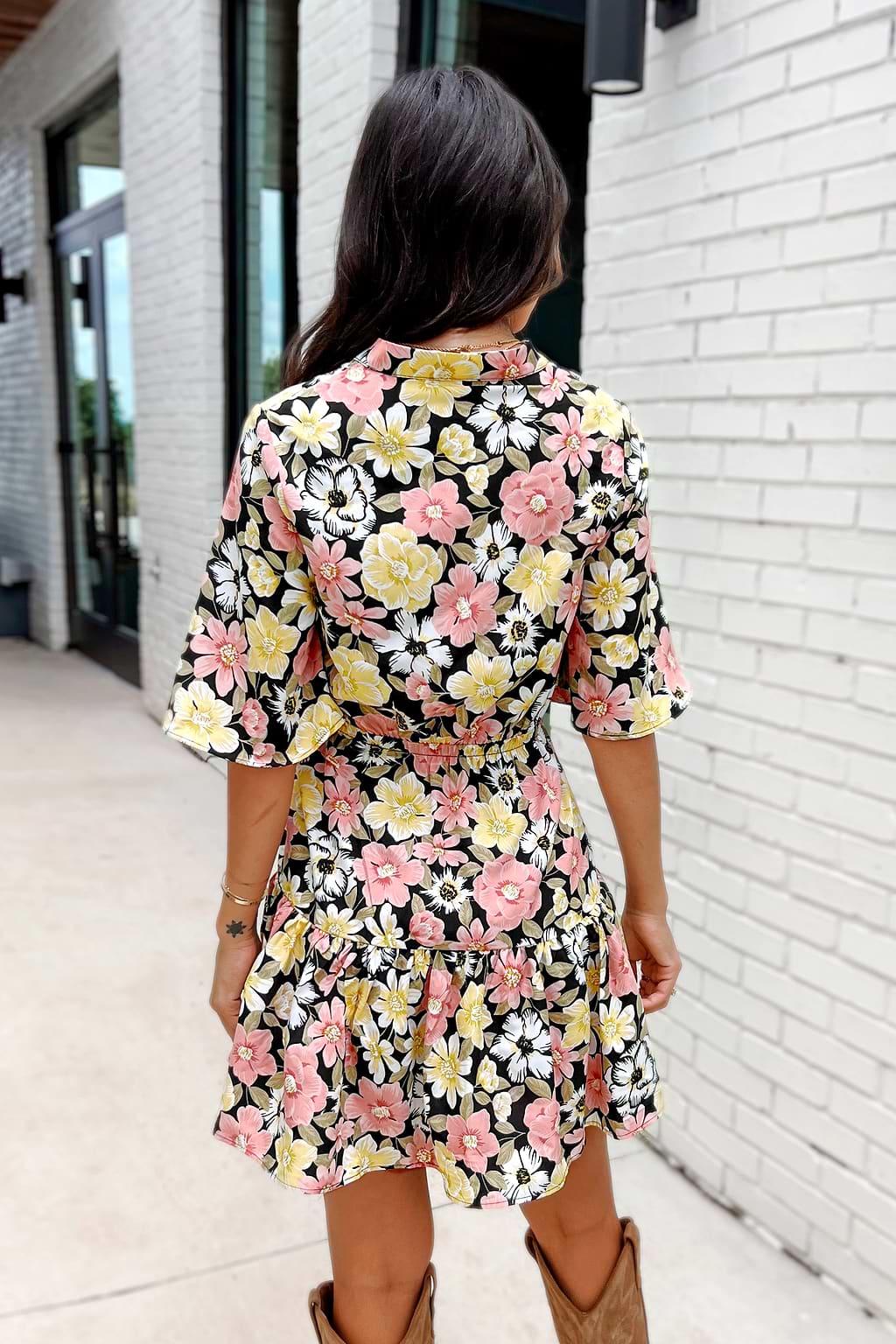 Floral Print Smocking Mini Dress