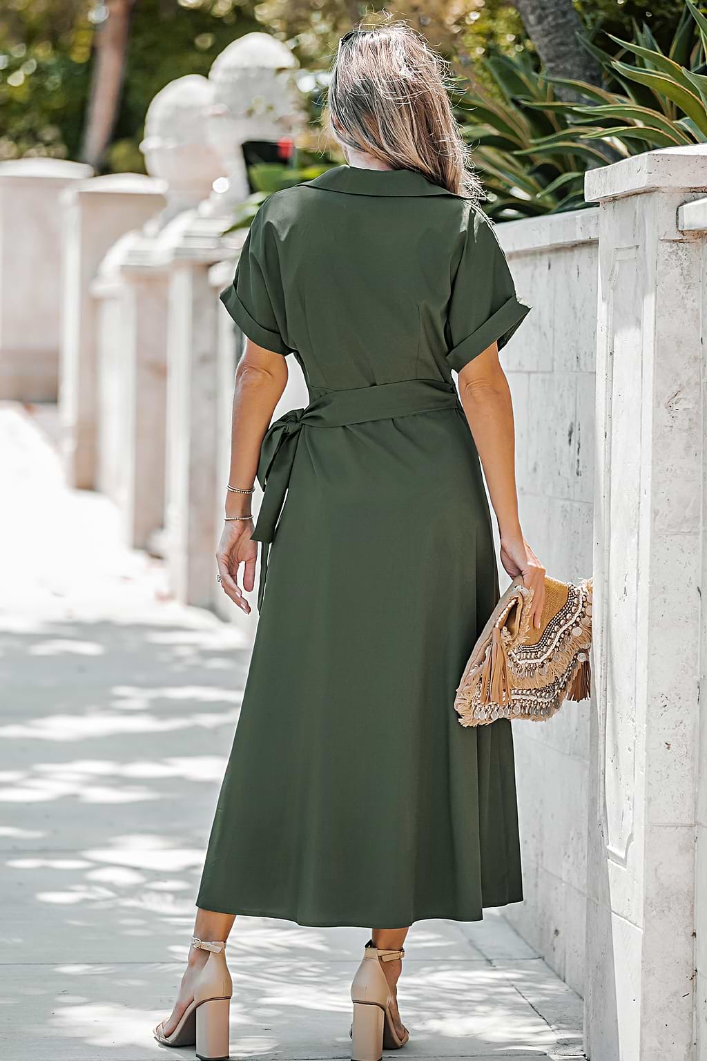 Olive Belted Maxi Dress