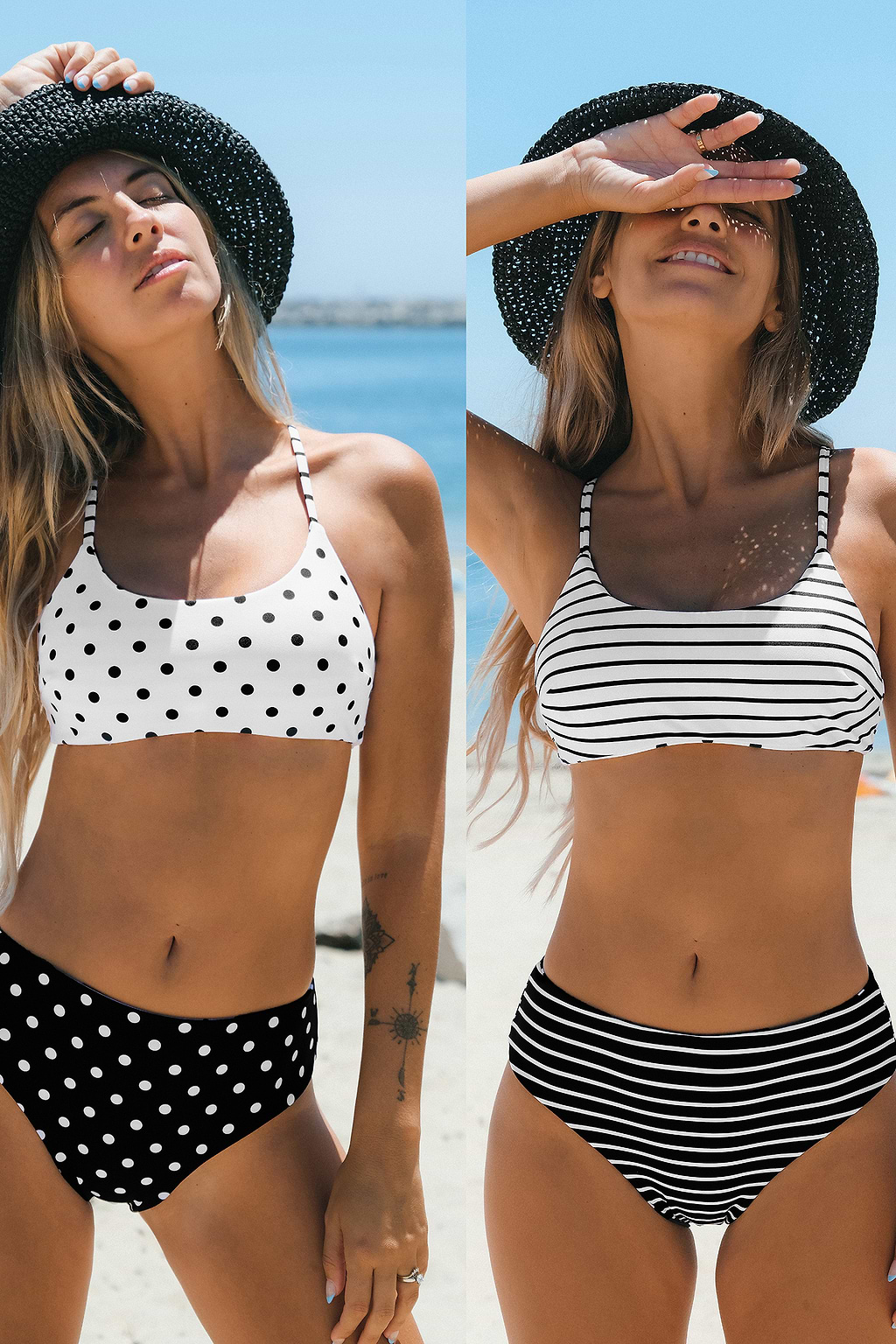 Reversible Voyage Star Party Cross Back Top & Mid Rise Bikini Set