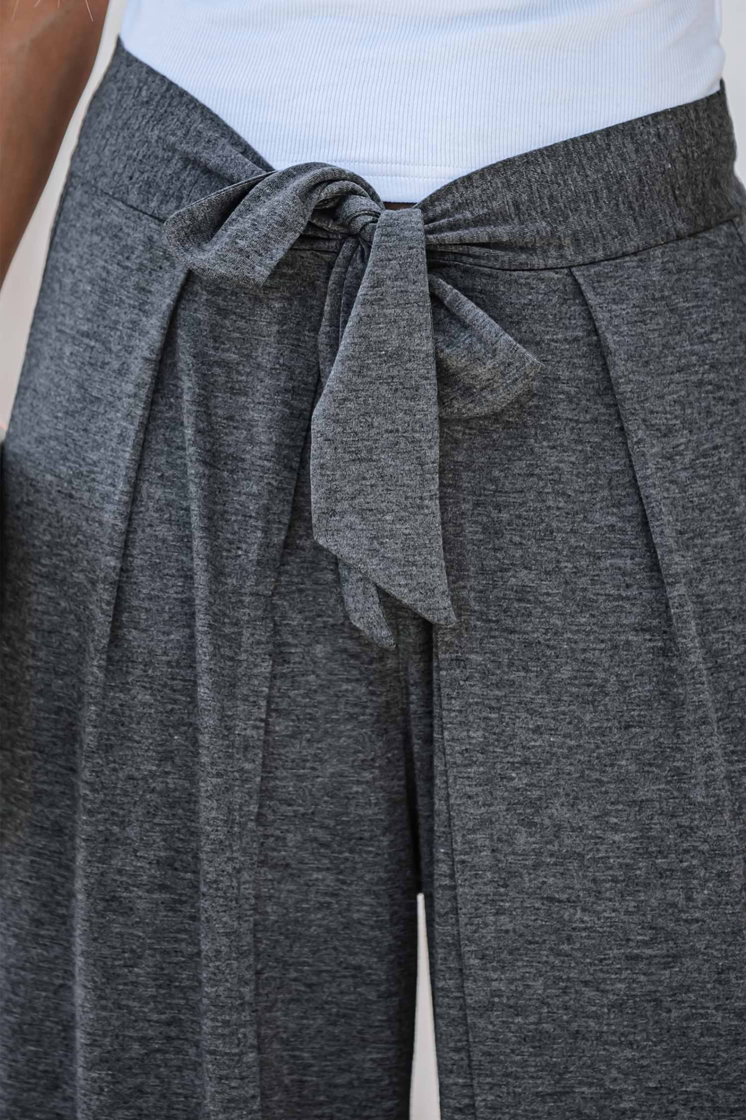 Knotted Sash Belt Wide-Leg Pants