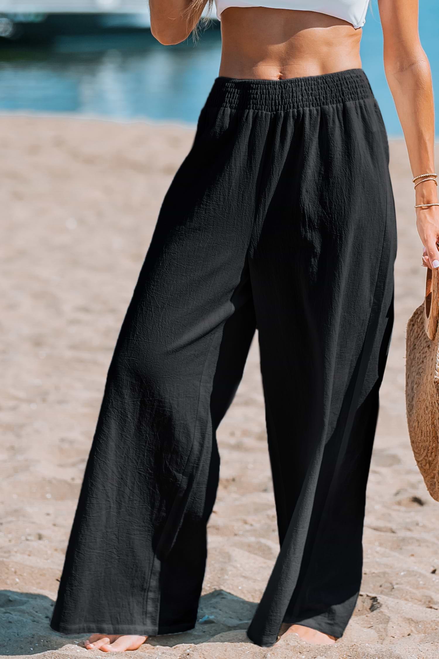 【ゆったり♪】CUPSHE ワイドレッグパンツ Orange Paisley Elastic Waist Wide Leg Pants