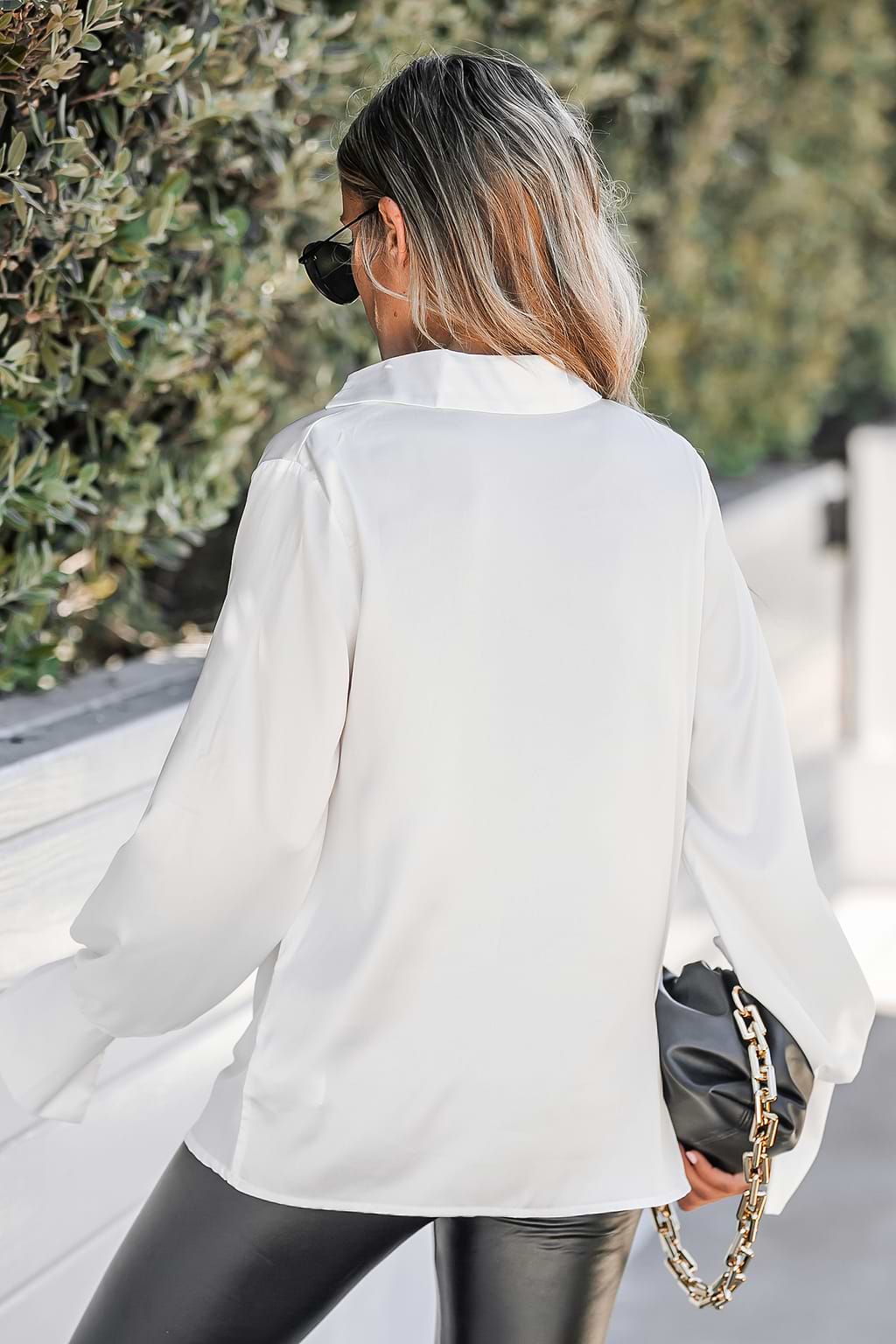 Let's Party Satin Drape Neck Blouse