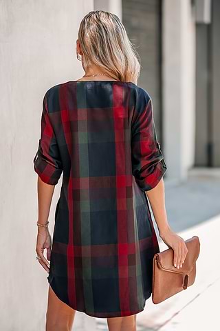knee length dresses for ladies Polagram Seaside Picnic Plaid Dress main image 1