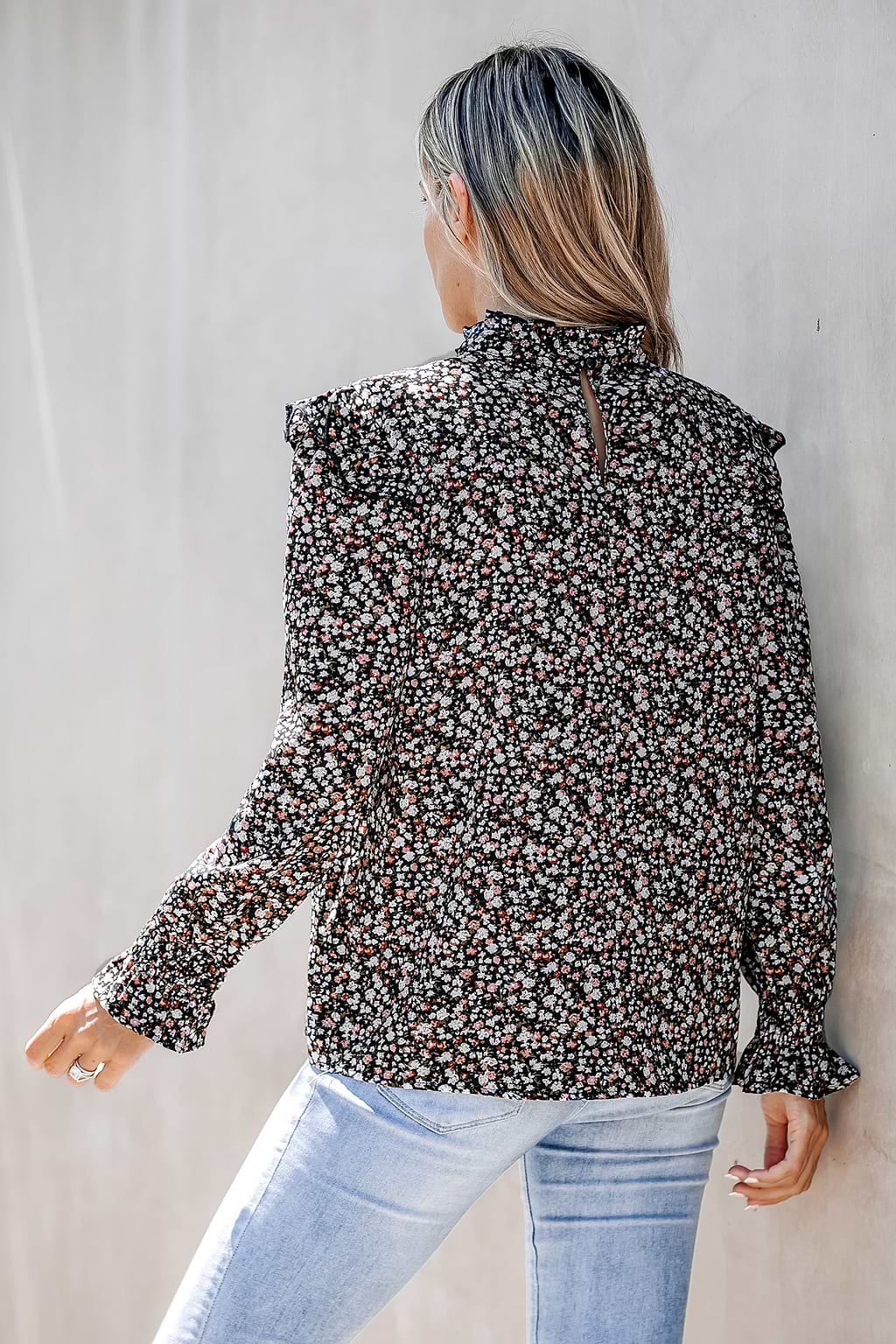 Ditsy Floral Smocked Ruffled Top