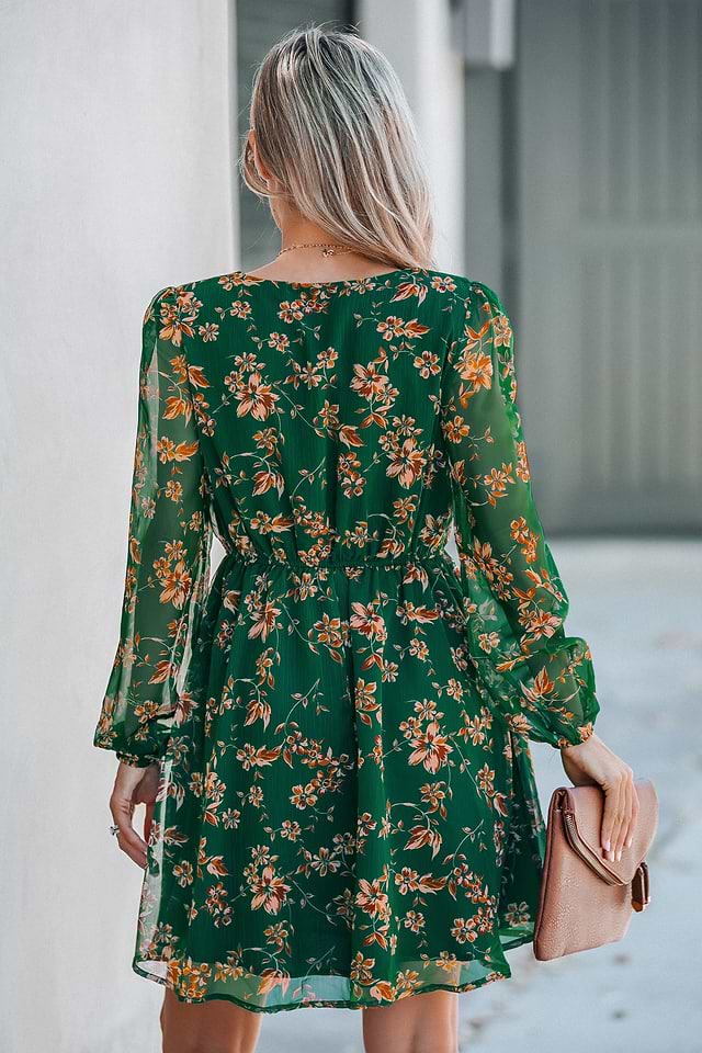 Floral Print Chiffon Mini Dress Floral Print Chiffon Mini Dress