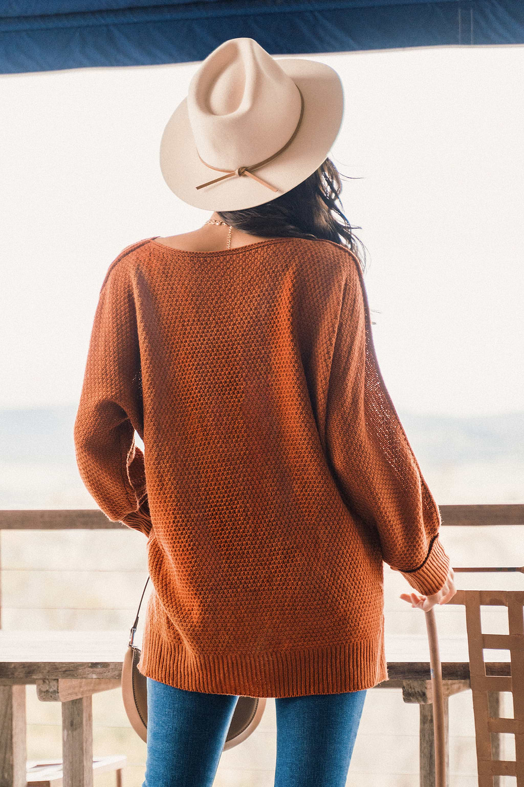 Neutral Split Hem Relaxed Sweater
