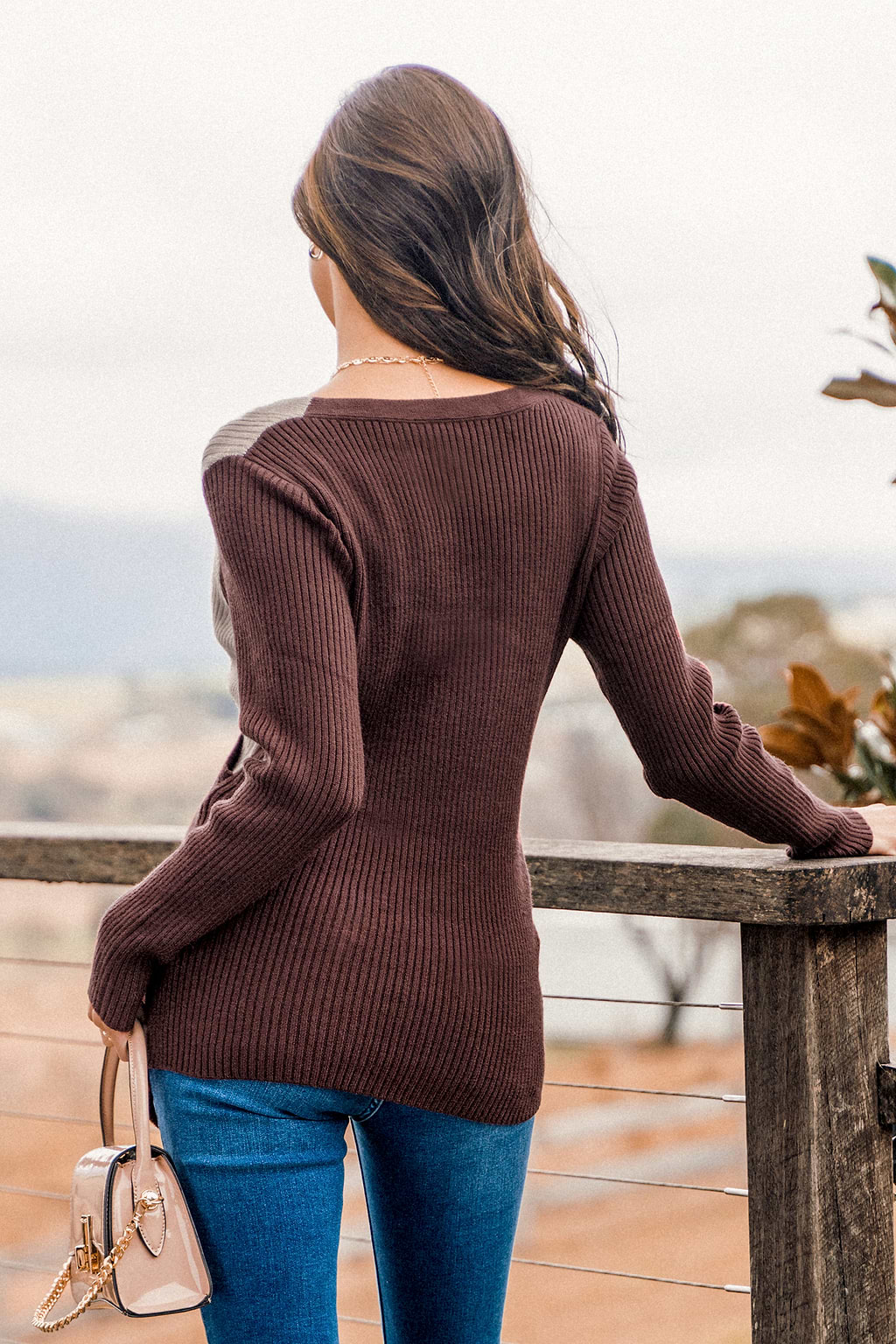 Rib Colorblock Wrap Sweater