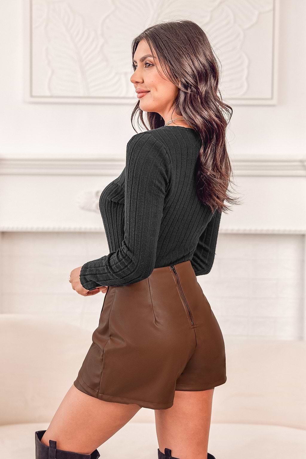 Faux Leather Wrap Mini Shorts