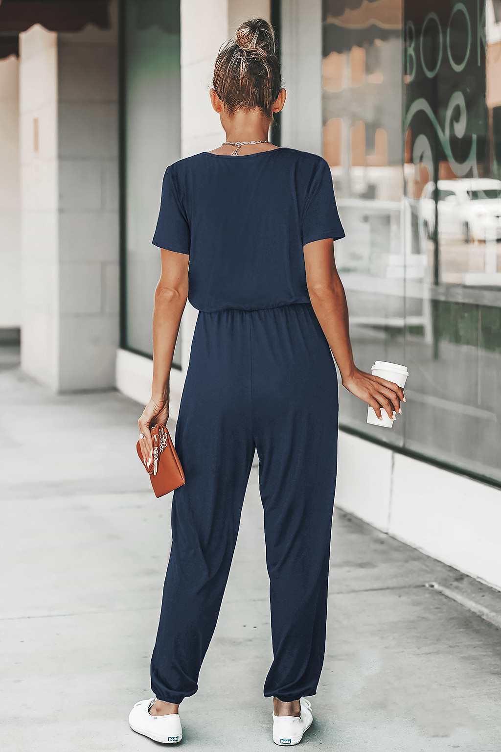 Midnight Blue Surplice Jogger Jumpsuit