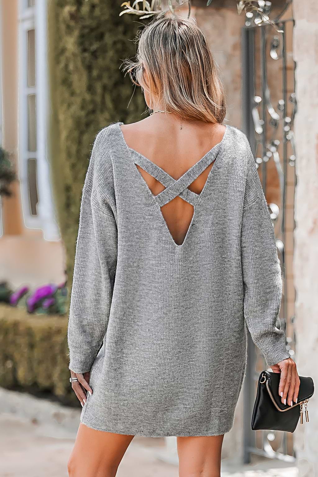 Heathered Knit Mini Jumper Dress