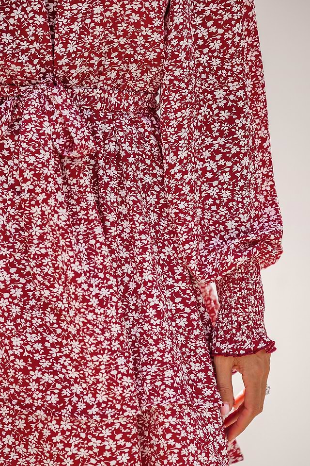 chinese dress ladies Ditsy Floral Ruffle Hem Dress