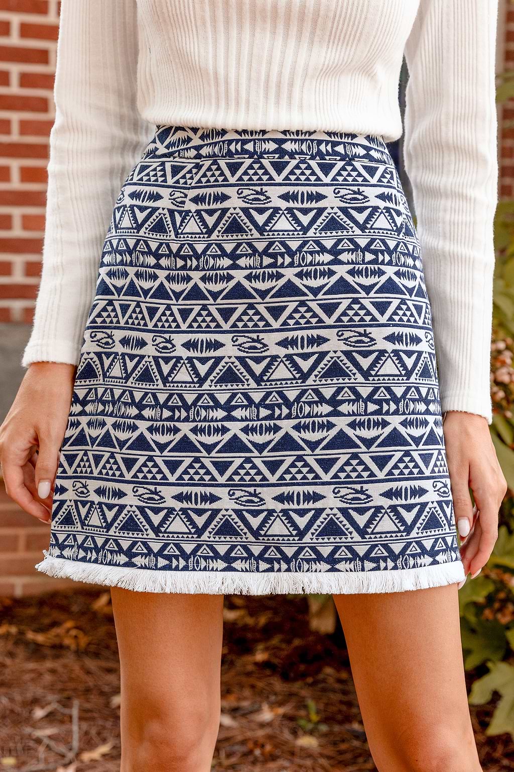 Jupe mini à franges et imprimé