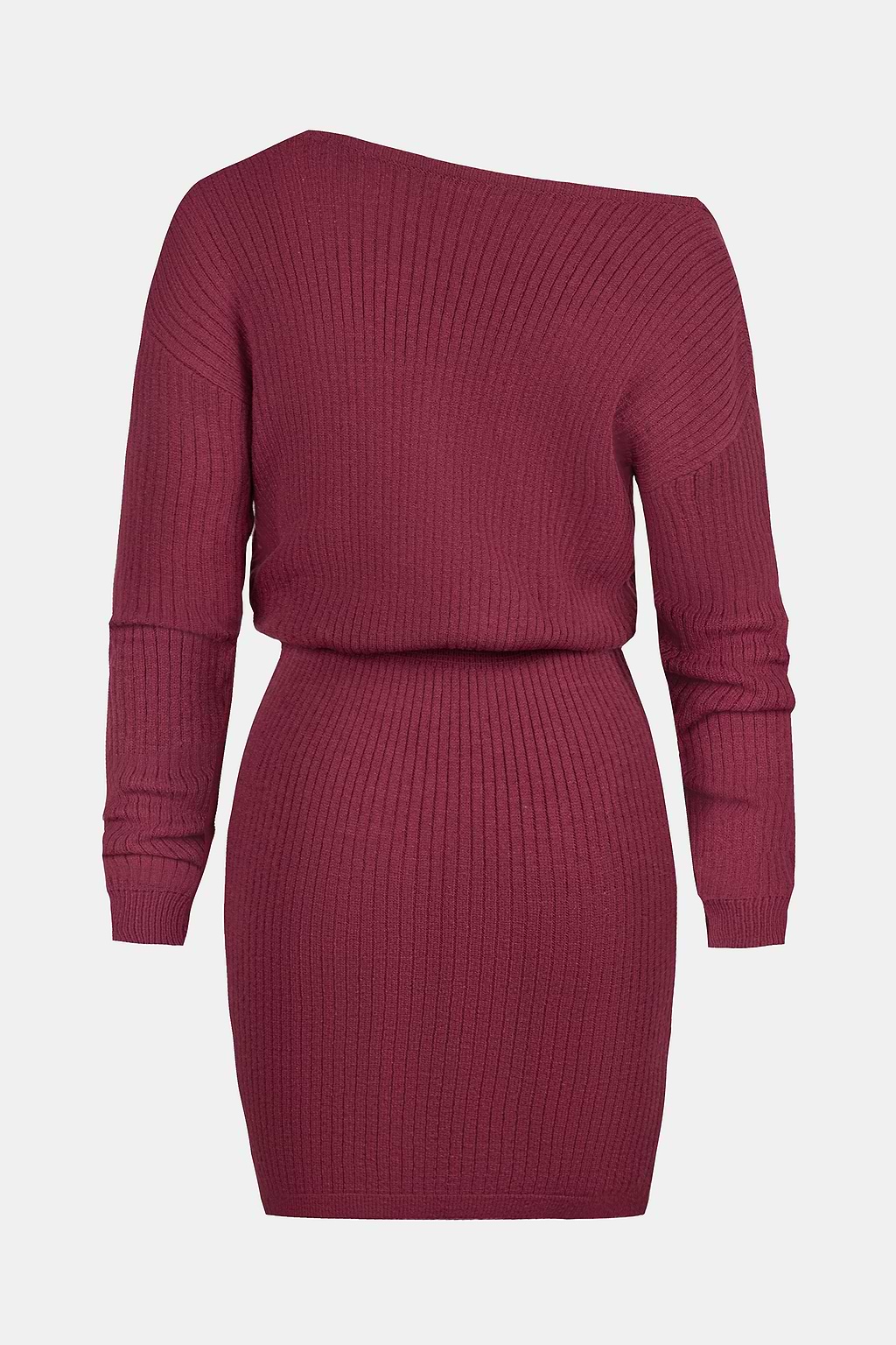 Mulberry Wine Rib One-Shoulder Dress
