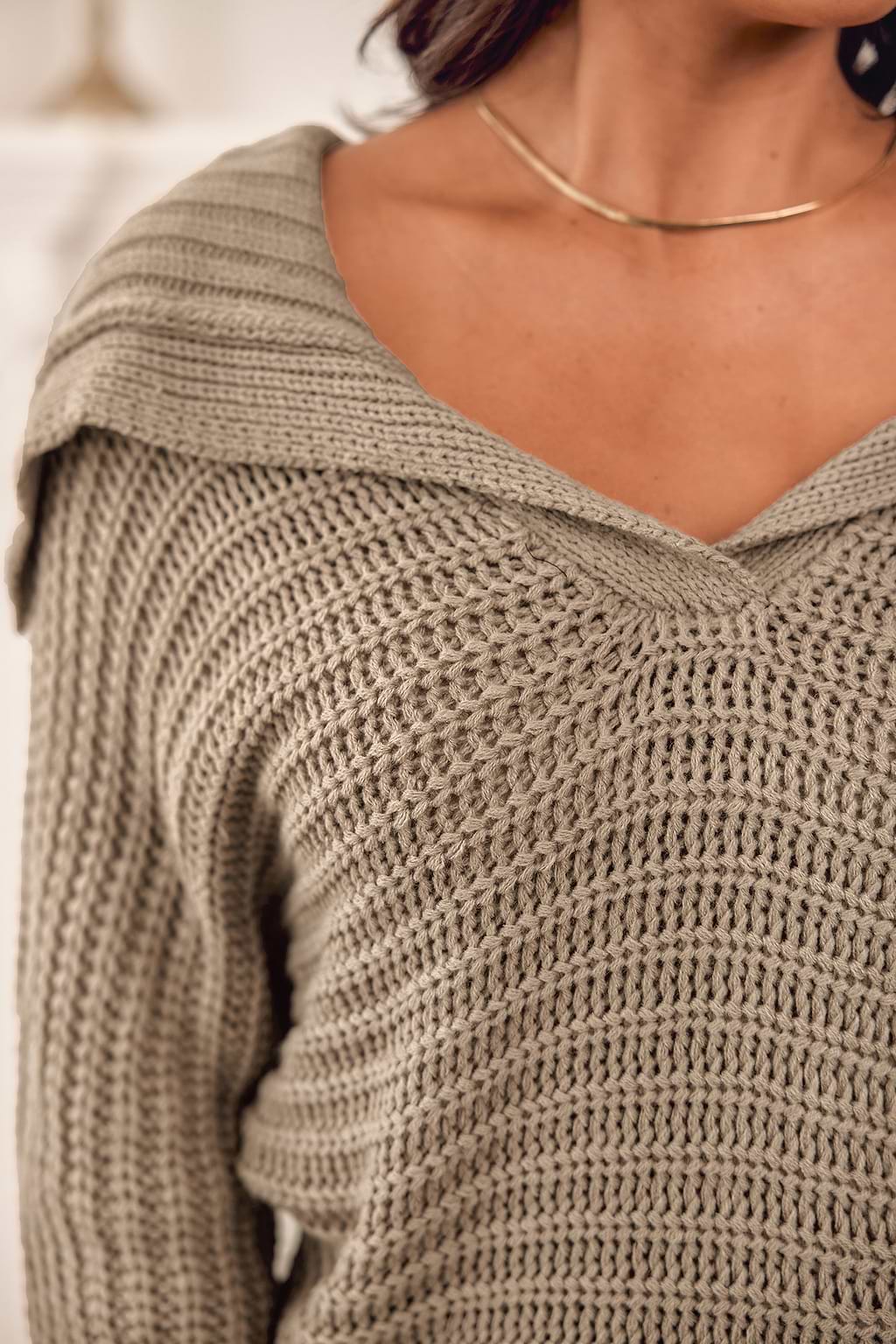 Chunky Knit V-Neck Jumper