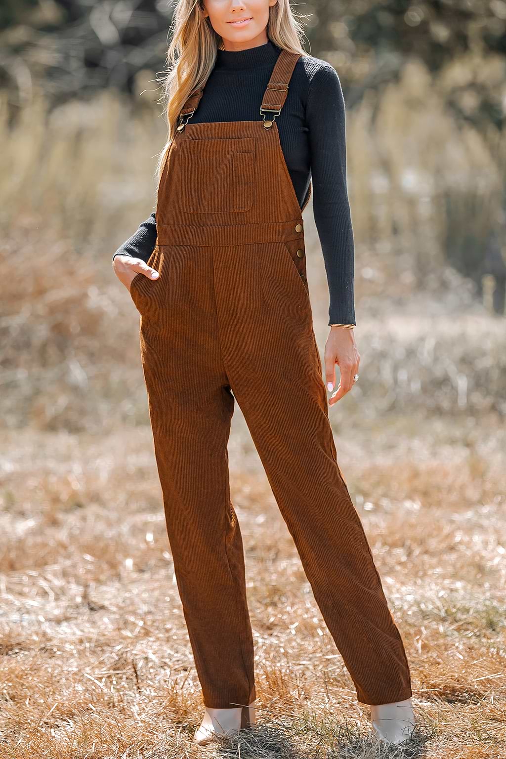 Corduroy Button-Up Overalls