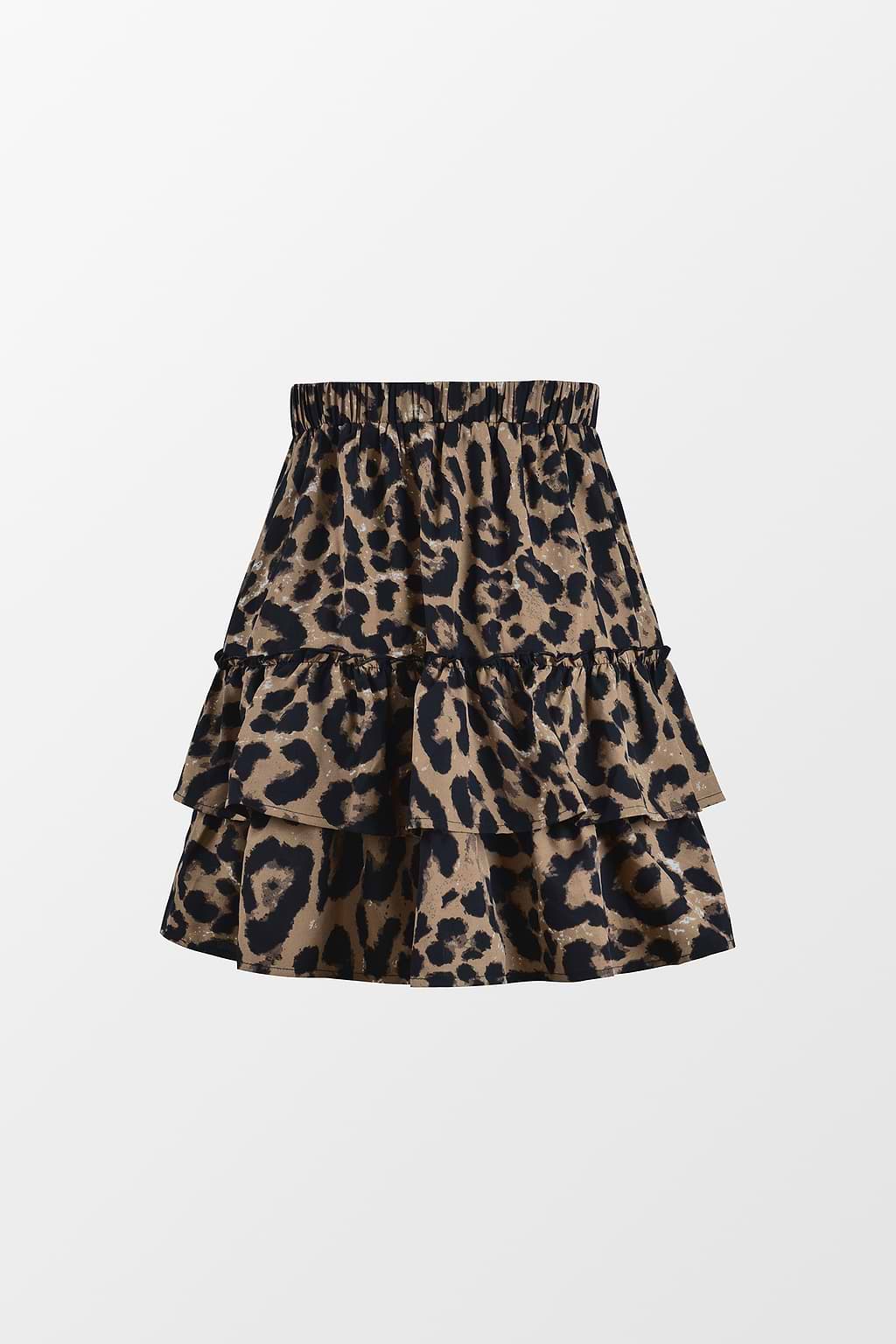 Influencer Edits Leopard Print Drawstring Ruffled Skirt