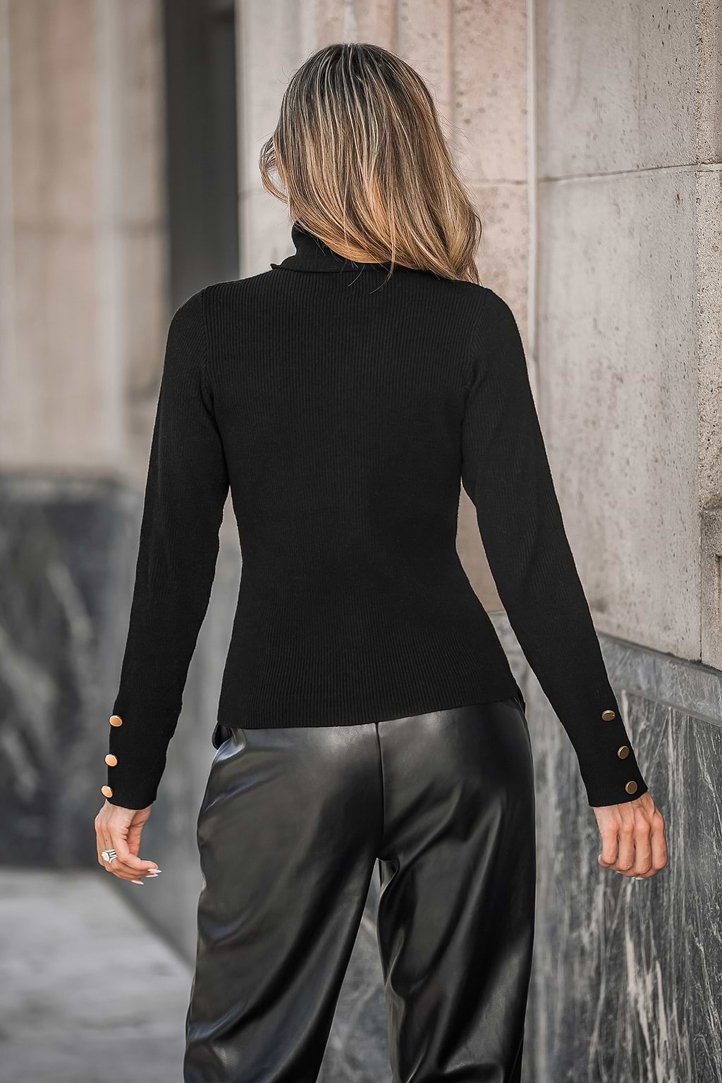 Influencer Edits Bonfire Rib Turtleneck Fitted Sweater