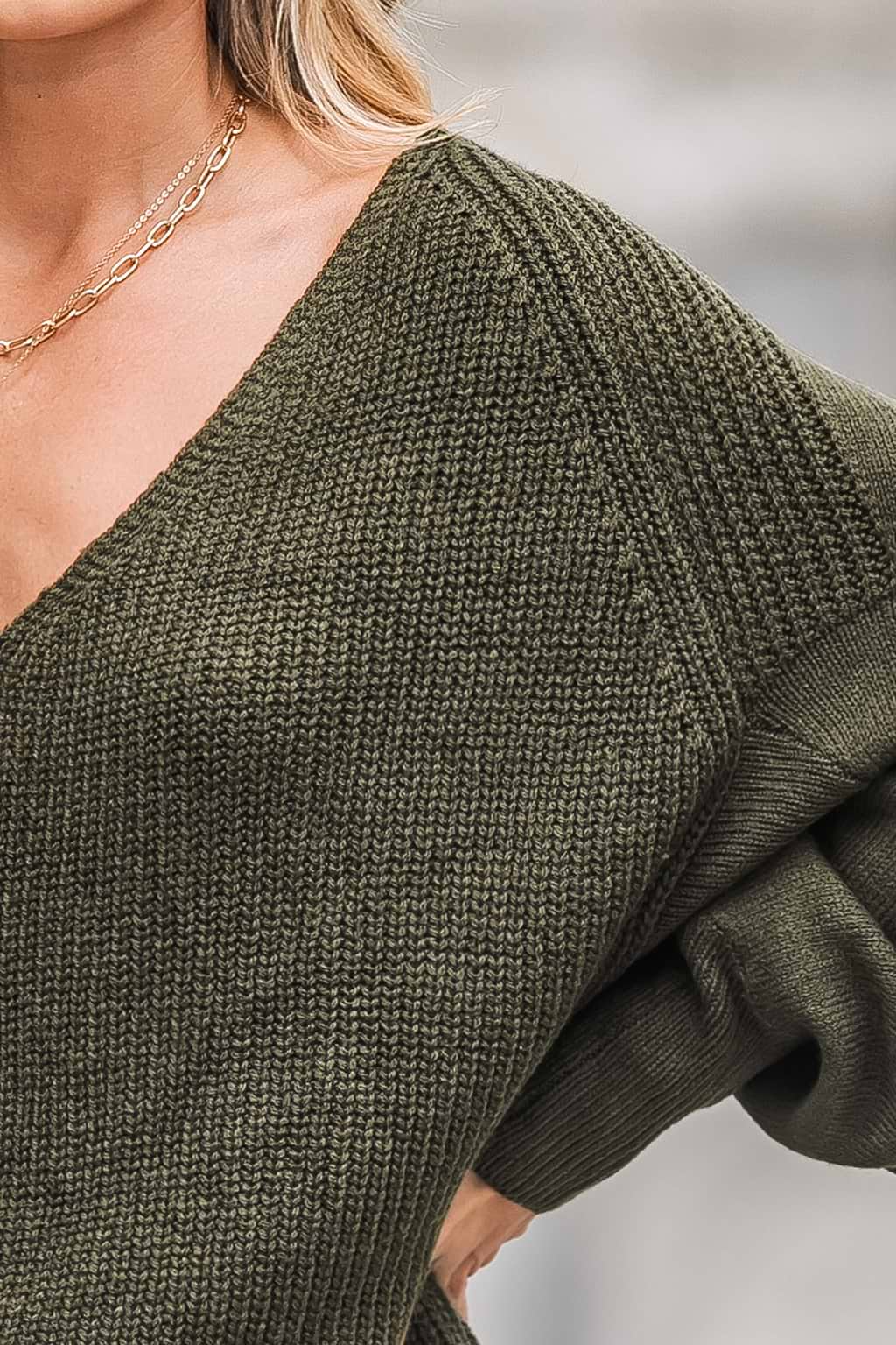 Influencer Edits Autumn Leaves Chunky Knit V-Neck Sweater