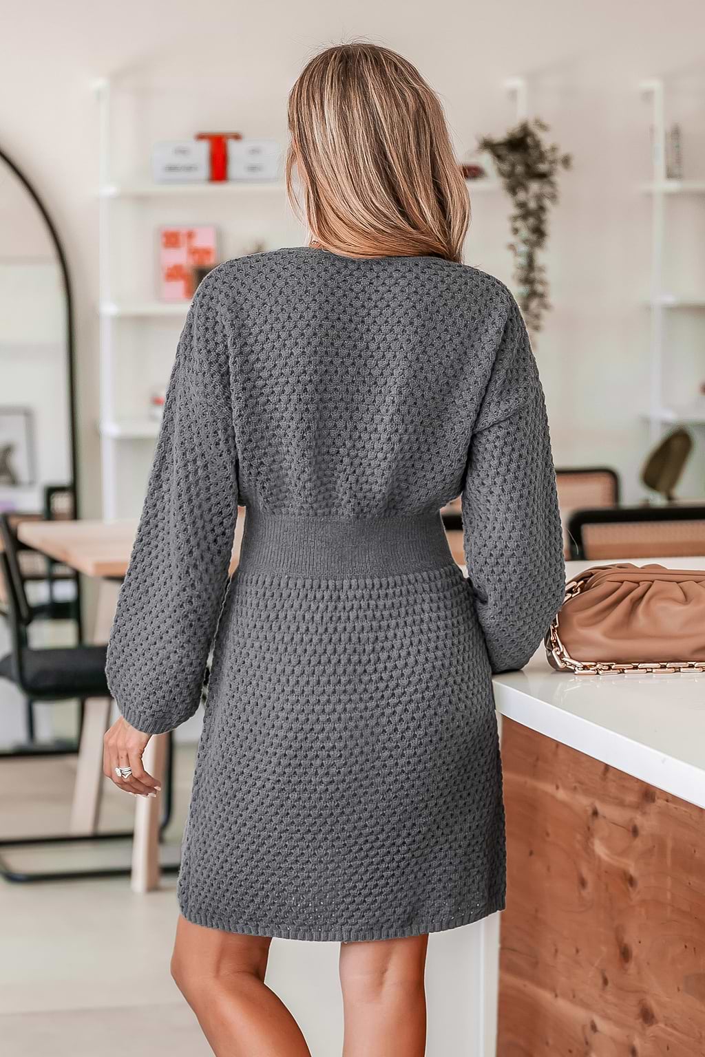 Vestido estilo suéter clásico y acogedor de punto de panal