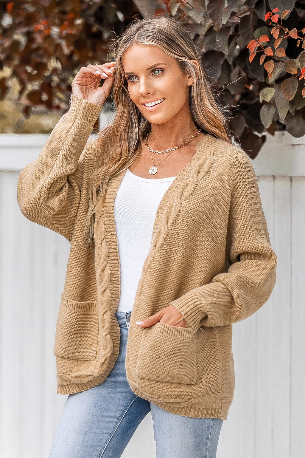 Cardigan ouvert en tricot épais