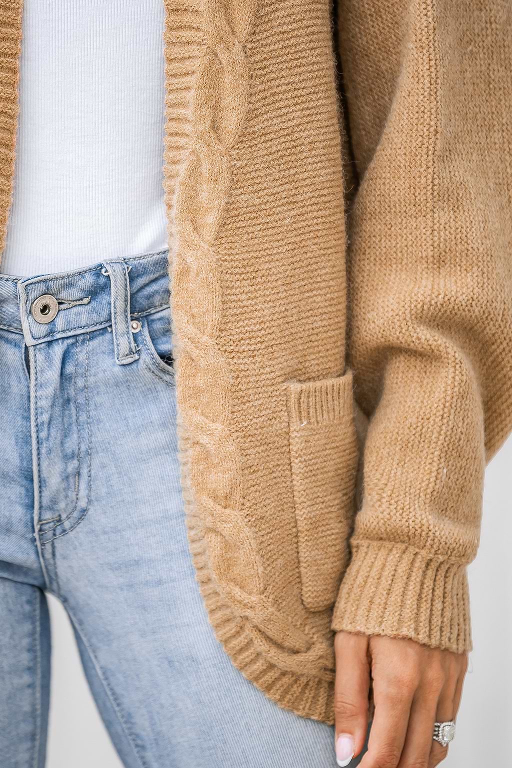 Influencer Edits Warm Hugs Open-Front Chunky Knit Cardigan