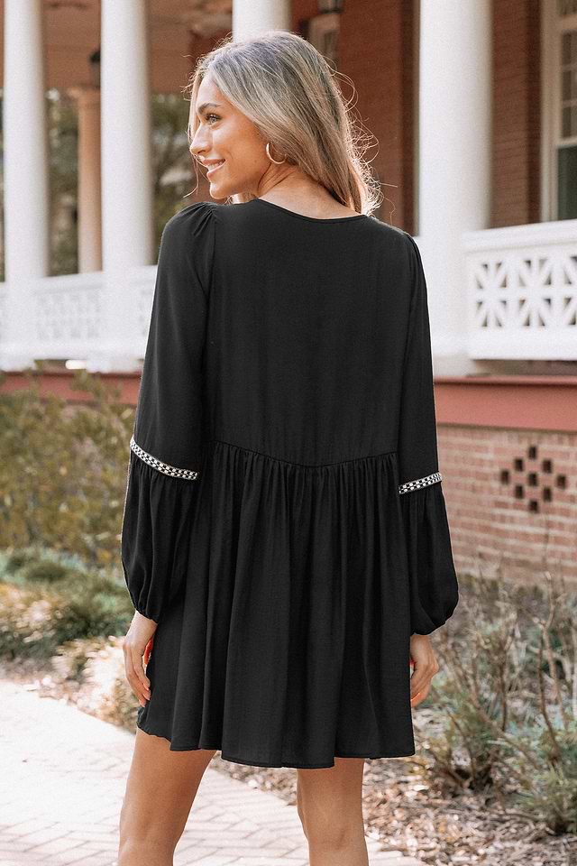 peasant sleeve mini dress Clover Puff Sleeve Gingham Mini Dress Shop American Threads Boutique Green / M