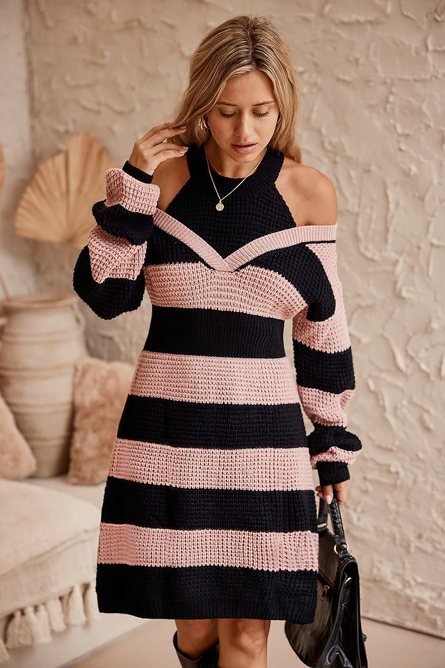 cupshe sweater dress Burnt Orange Cable Knit Mini | Cozy & Stylish Grey Material CUPSHE Women Long Sleeve Midi