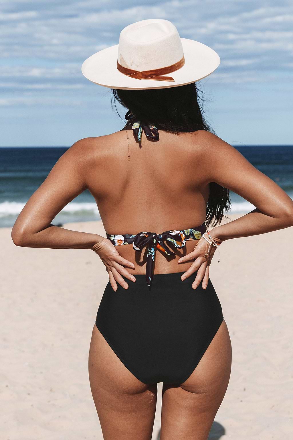 Tall Tri Halter Longline & Shirred High Waist Bikini Set