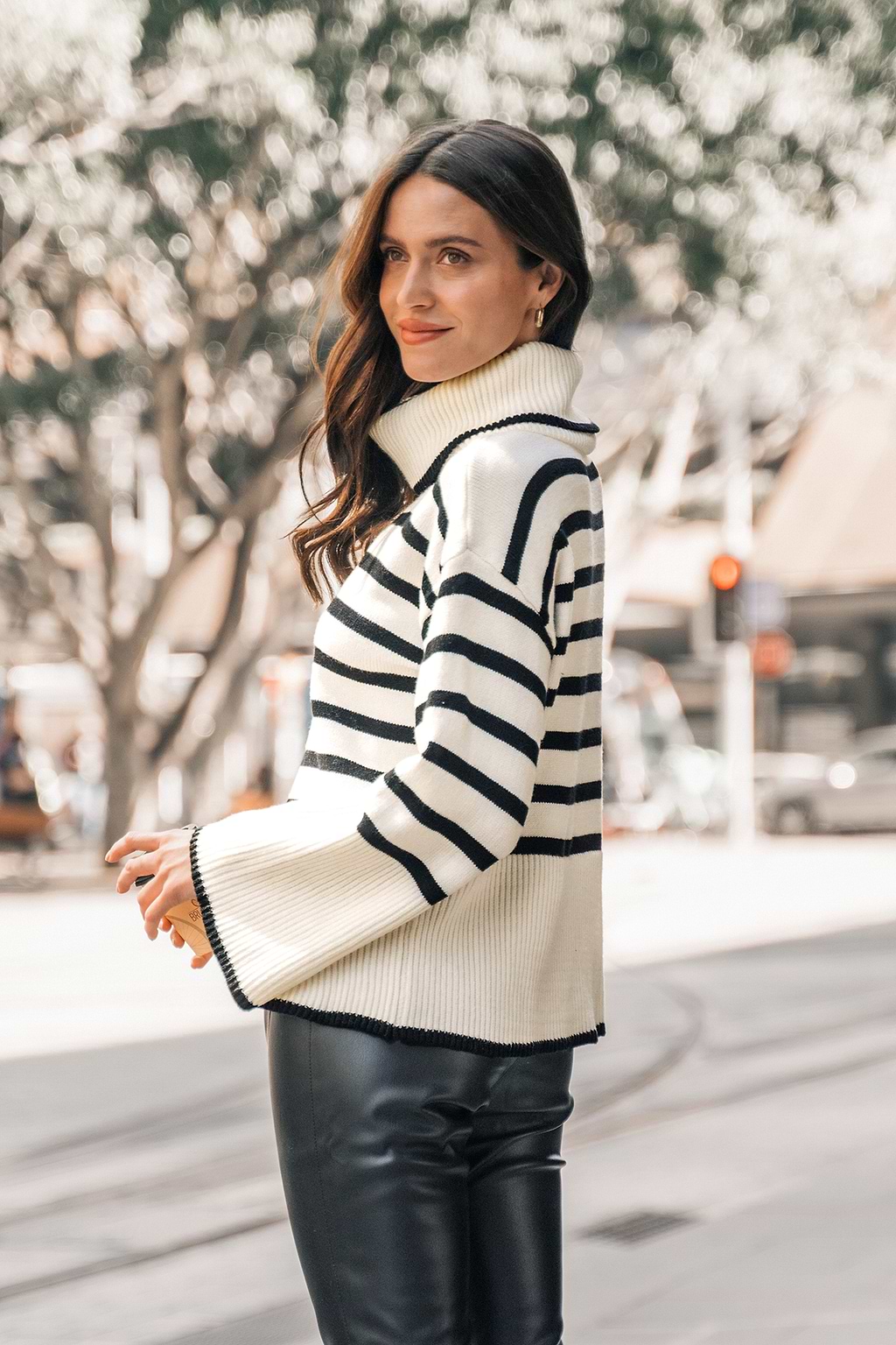 Striped Turtleneck Oversized Sweater