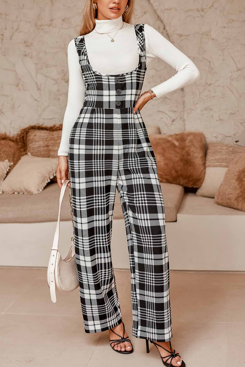 Plaid Overall Jumpsuit