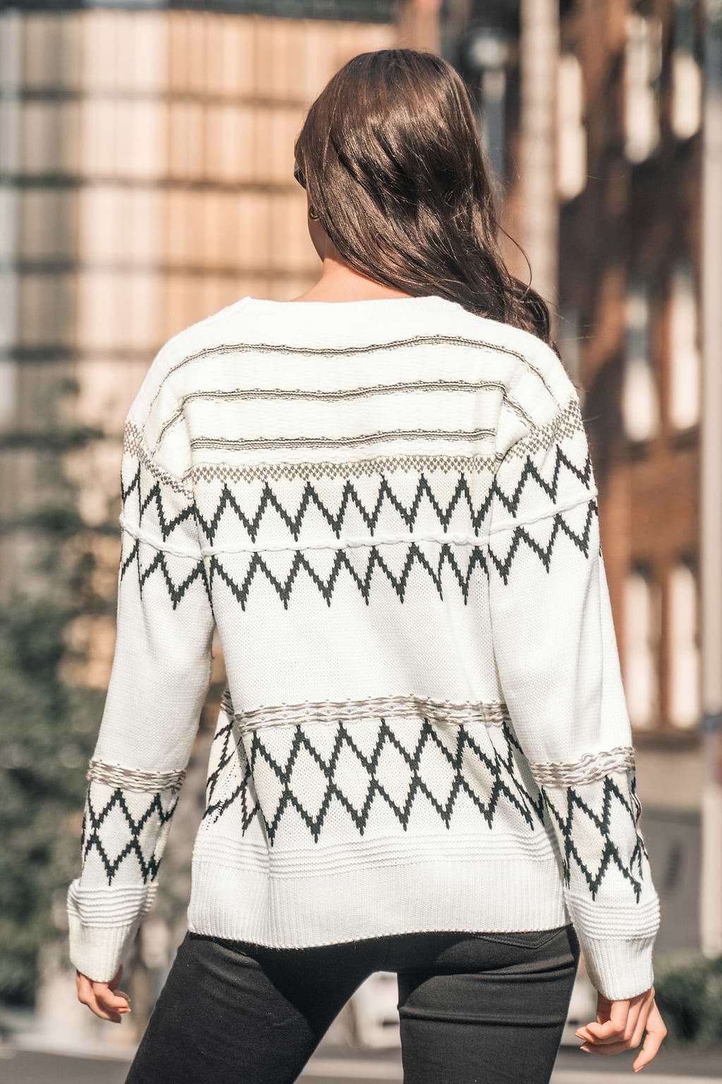 Argyle Drop Sleeve Sweater