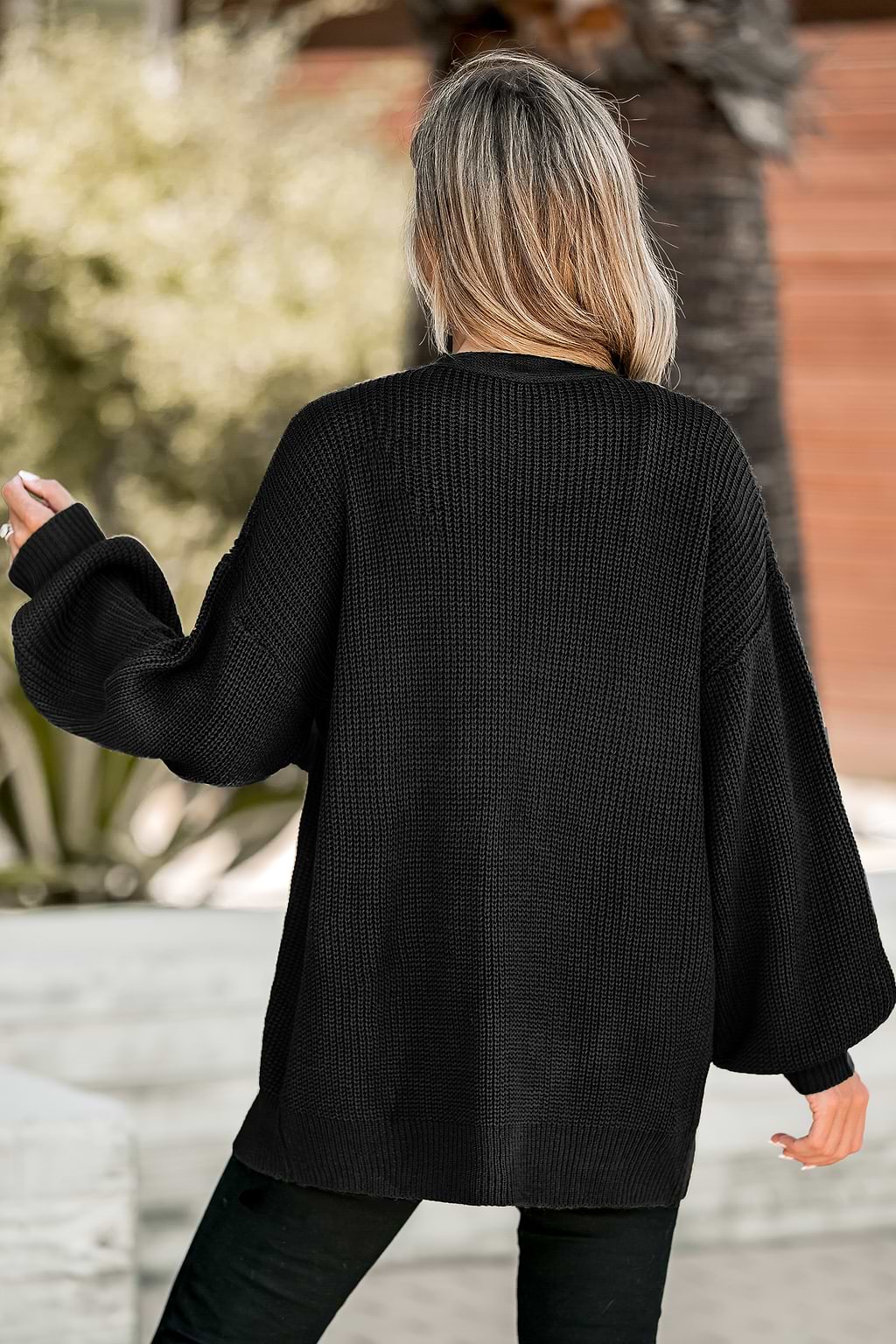 Cardigan à col en V et boutons noir