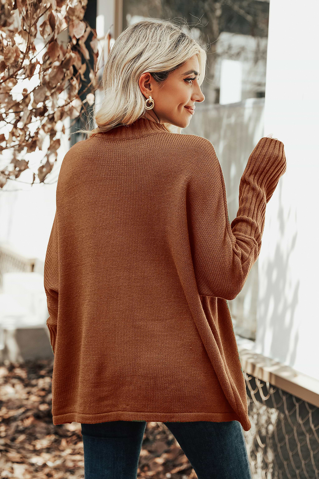 Drop Sleeve Turtleneck Sweater