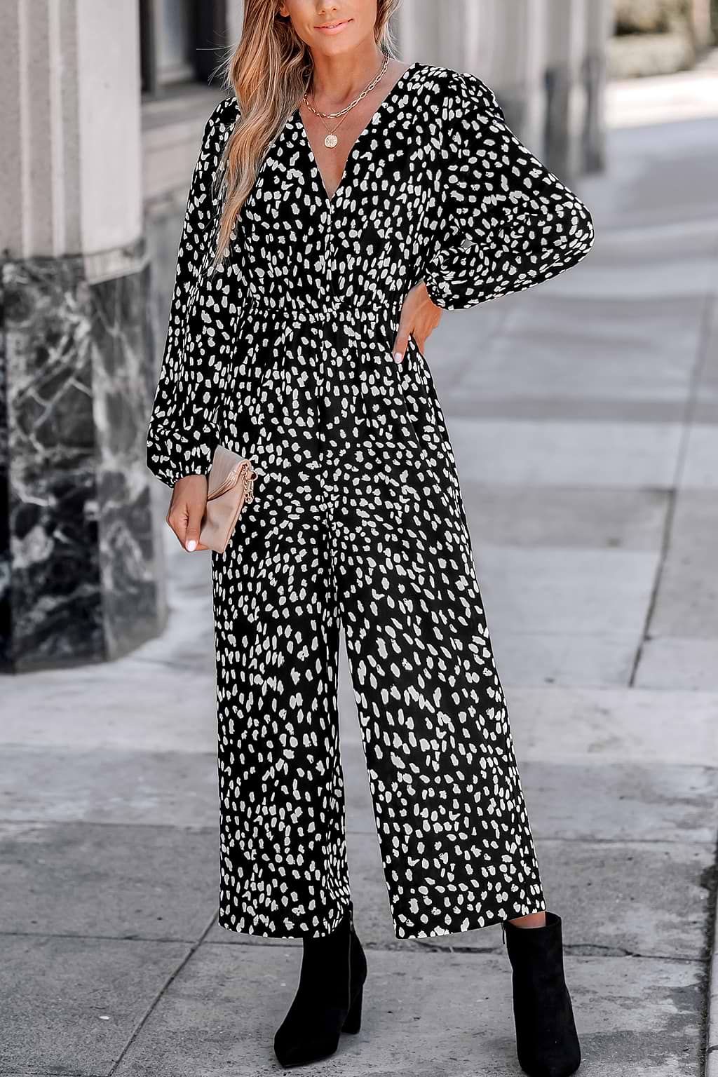 Abstract Print Wide Leg Jumpsuit