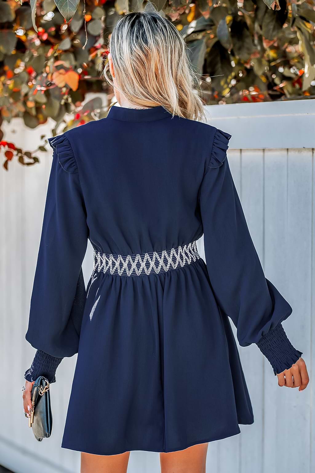 Ruffled Diamond-Stitching Mini Dress