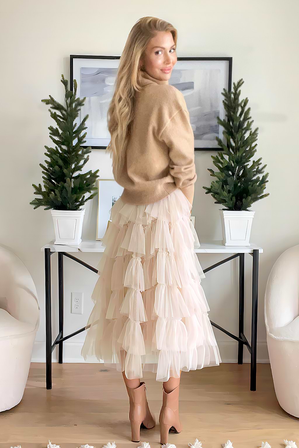 In the Groove Tufted Tulle Maxi Skirt