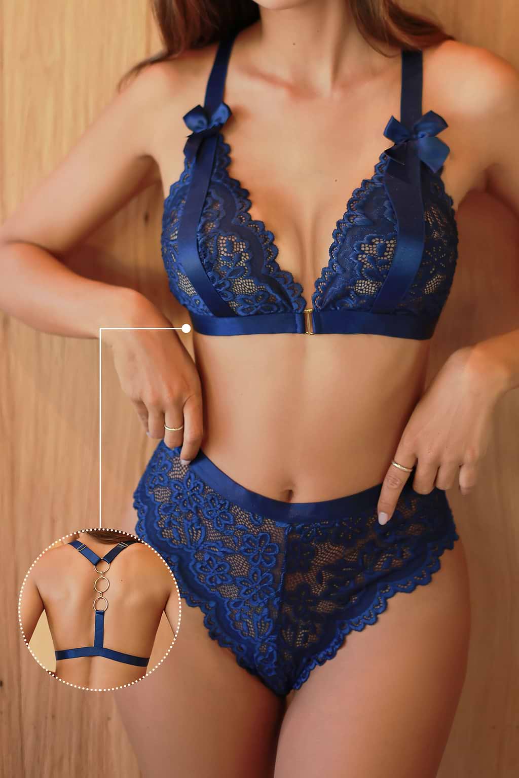 Floral Lace Halter Bralette & High Waist Lingerie Set