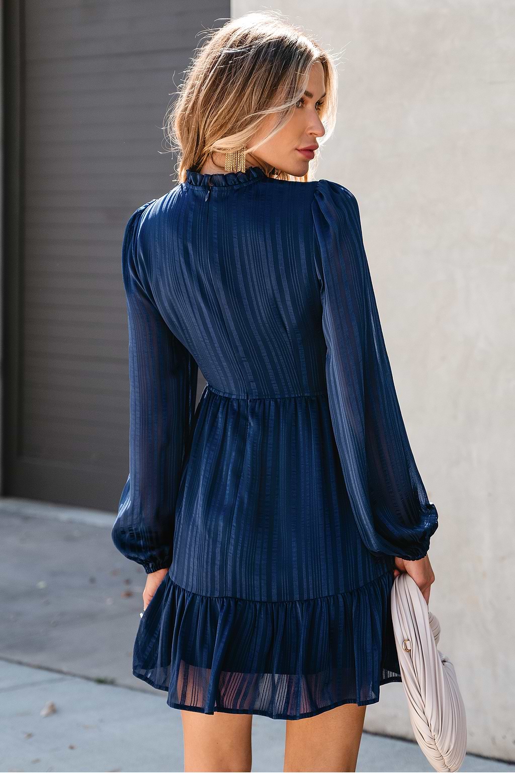 Party Mode Smocked Bishop Sleeve Dress